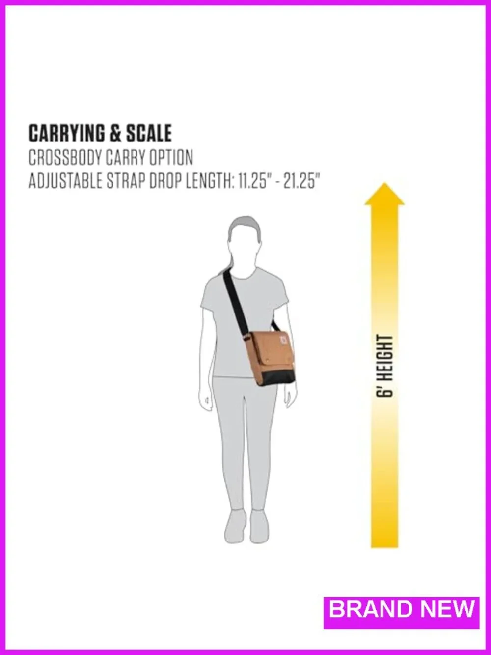 Carhartt Crossbody Snap Bag - Durable Adjustable Shoulder Purse